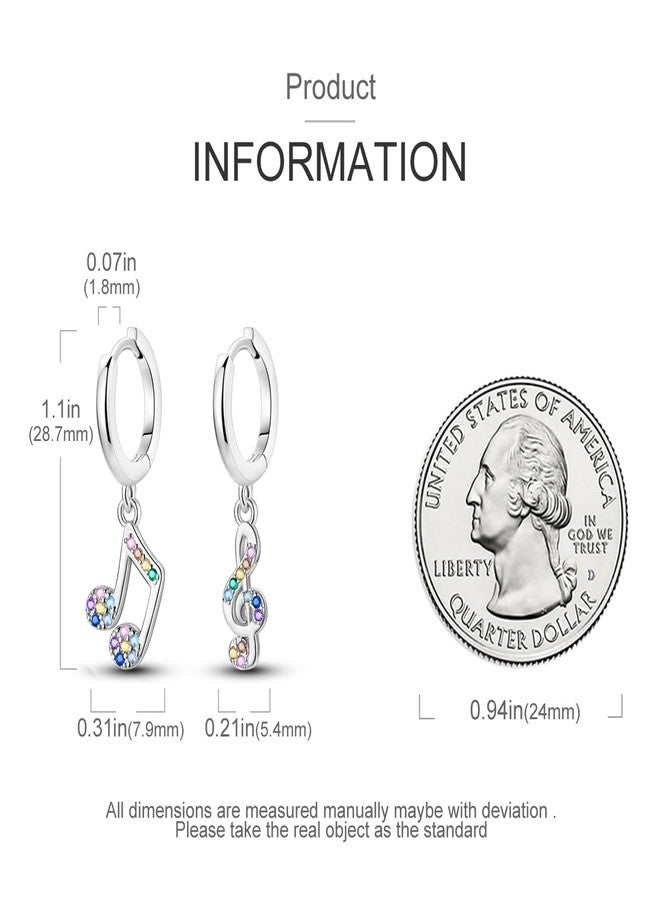NARMO Earrings for Women 925 Sterling Silver Musical Note Earrings Fancy Dangle Drop Hoop Earrings - Image 3